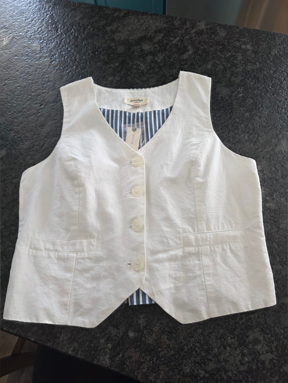 NWT Little white Top Anthropology Porridge Vest Medium - Picture 2 of 8